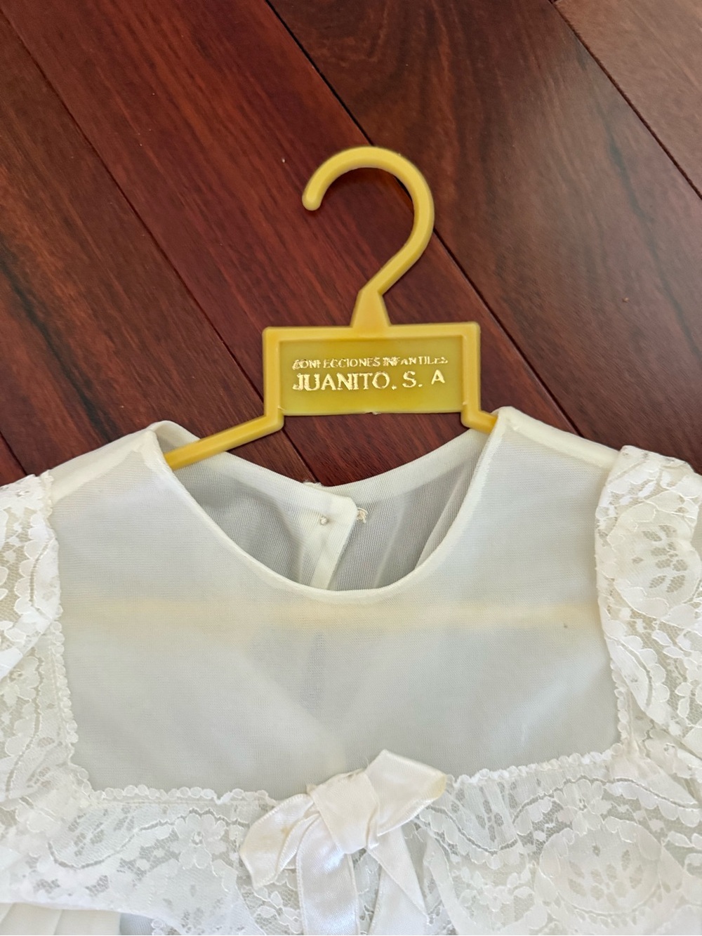 Christening Gown Dress Girls Size 3 -6 Mos Lace And Lined Baptism By Juanito - Picture 4 of 8